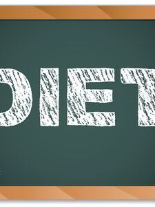 Diet written on blackboard with chalk.