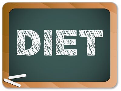 Diet written on blackboard with chalk.
