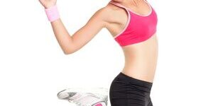 Weight loss fitness woman jumping